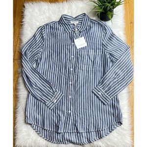 beachlunchlounge Blue and White Striped Button Down Shirt